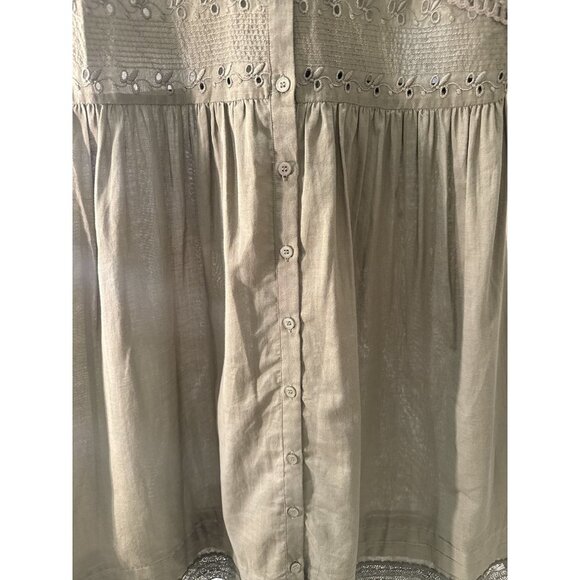 A Loves A Sheer Eyelet Lace Button Front Olive Dress Size XS Pre-Owned EUC - Picture 3 of 6